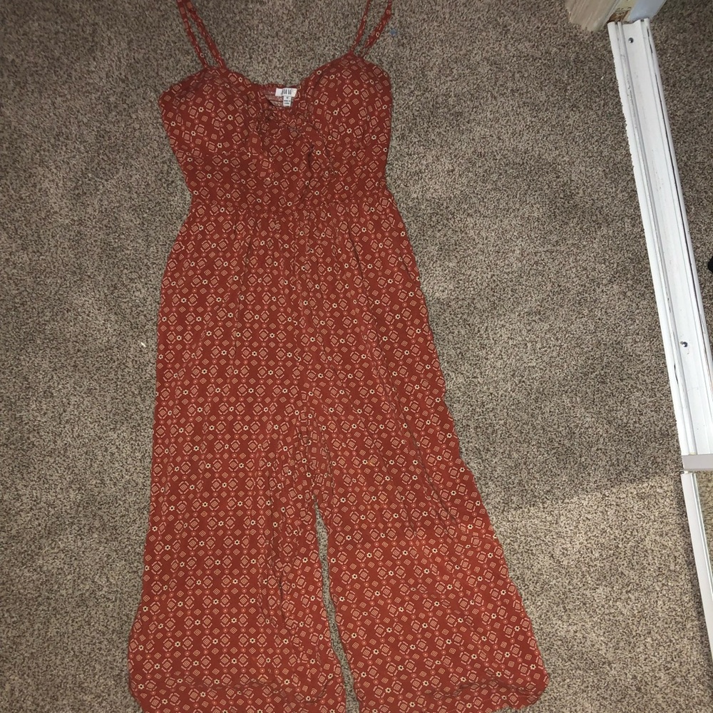 Rust geometric jumpsuit